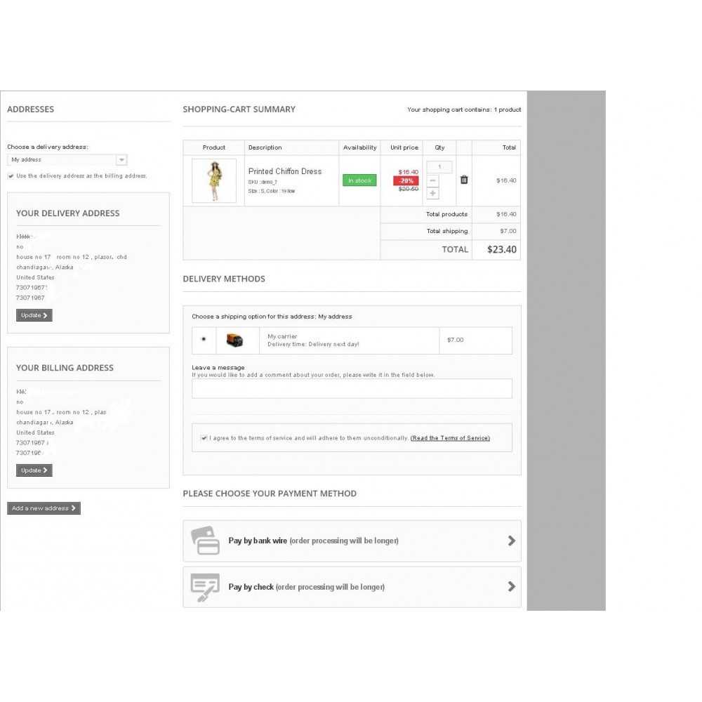 Modul för enstegskassa Prestashop