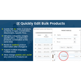 Prestashop Mass édition produits