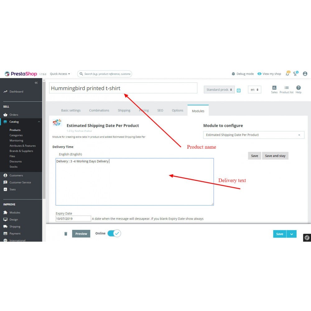 Estimated Shipping Date Per Product Module PrestaShop Estimated Shipping Date Per Product Module PrestaShop