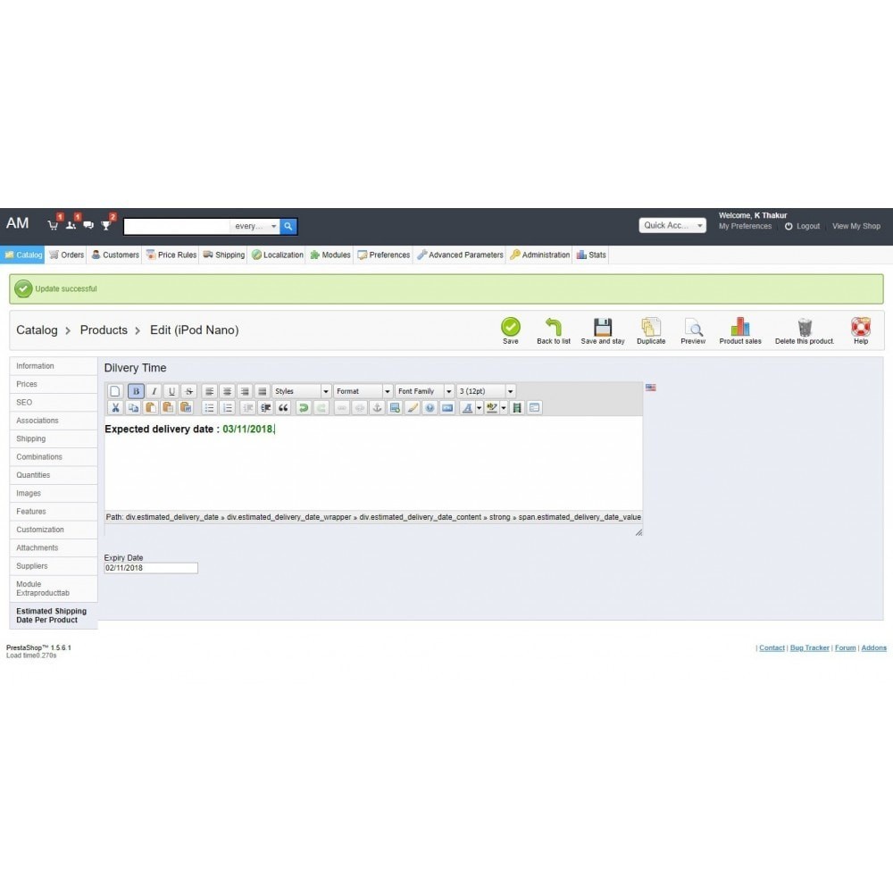 Estimated Shipping Date Per Product Module PrestaShop Estimated Shipping Date Per Product Module PrestaShop