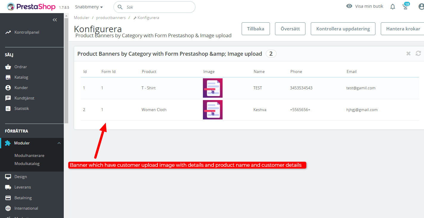 Produktbanners med formulär Prestashop & ladda upp bild Produktbanners med formulär Prestashop & ladda upp bild