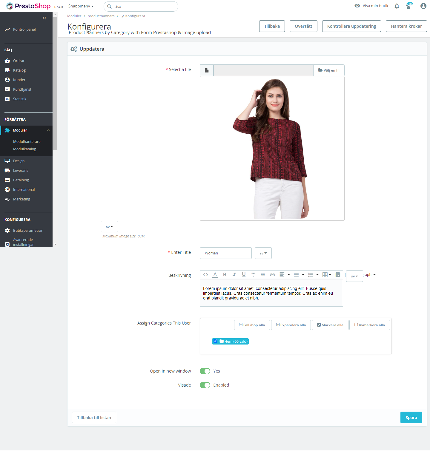 Produktbanners med formulär Prestashop & ladda upp bild Produktbanners med formulär Prestashop & ladda upp bild