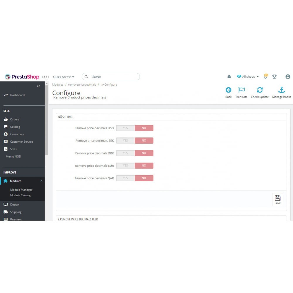 Prisdecimaler - Ta bort / lägg till Prestashop-modul Prisdecimaler - Ta bort / lägg till Prestashop-modul